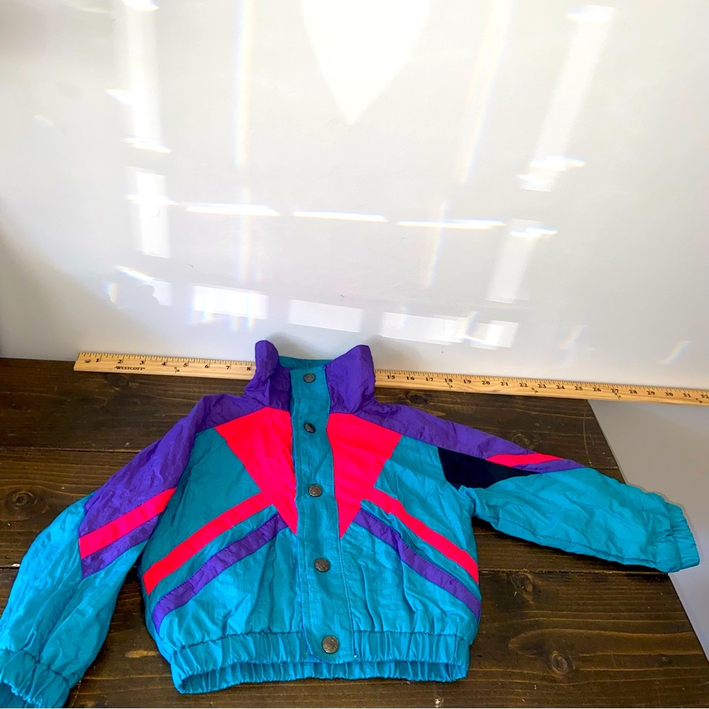 90s Kids multi coloured jacket Fleece Lined Windbreaker Jacket unisex - Picture 1 of 9